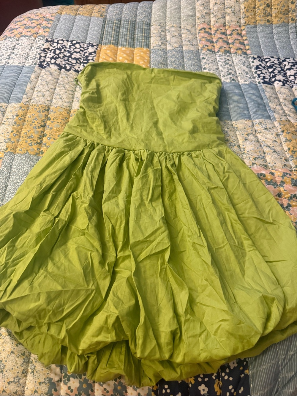 Strapless Bubble Dress in Lime Green